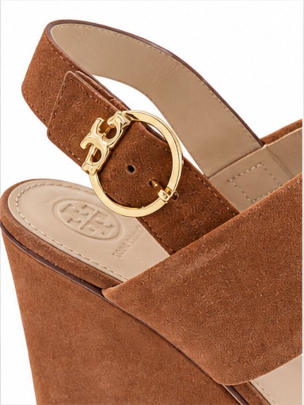 Tory Burch Cognac Suede Wedges Size 11 - Picture 5 of 9